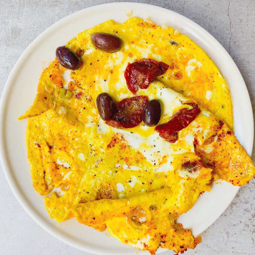 harissa with omelette